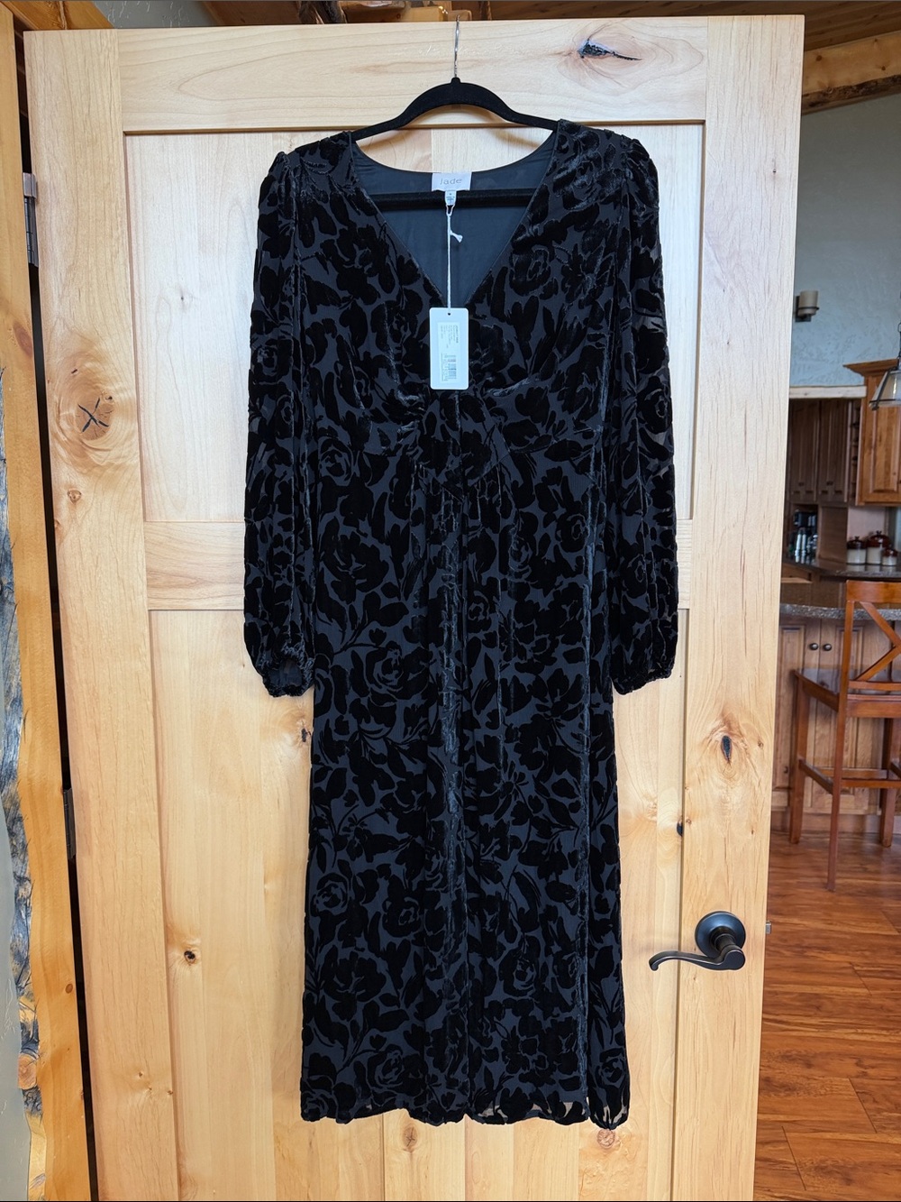 Johnny Was Wynnter Midi Dress NWT Small Black Burnout Velvet Silk Blend Boho Lux